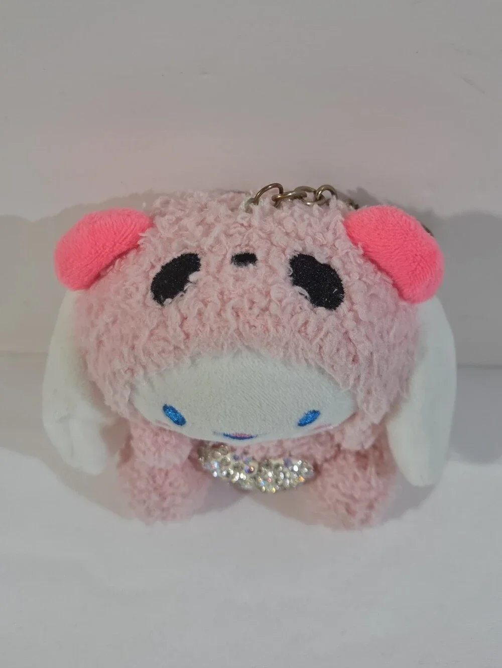 Cinnamoroll pink panda onesie plushie keychain